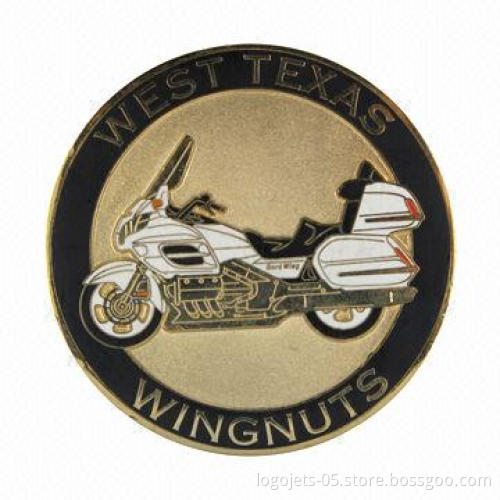 Zinc alloy coin with soft enamel colors filled, different plating and diamond cut edges available